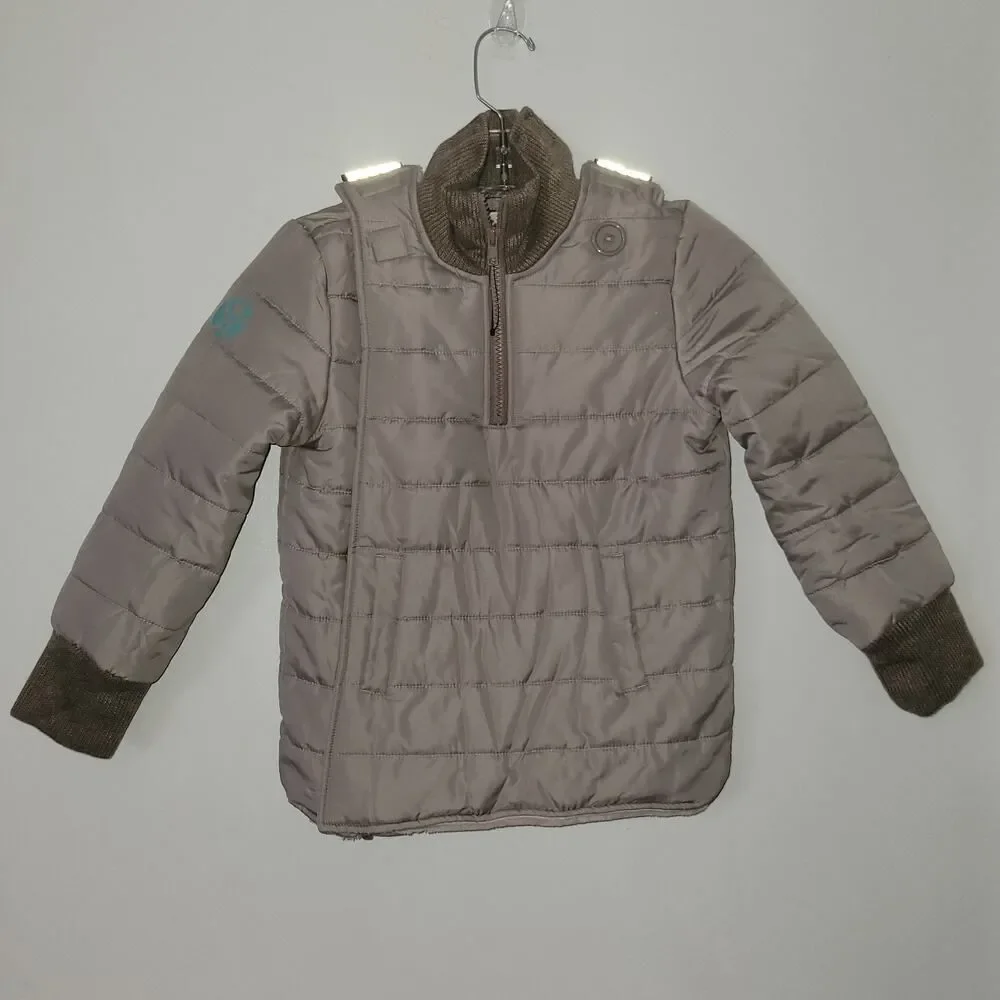 Buckle Me Baby Coats Boys 5 Dinosaurs Quilted Half Zip Puffer Jacket Size 5 Grey